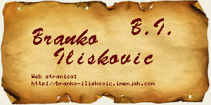 Branko Ilišković vizit kartica